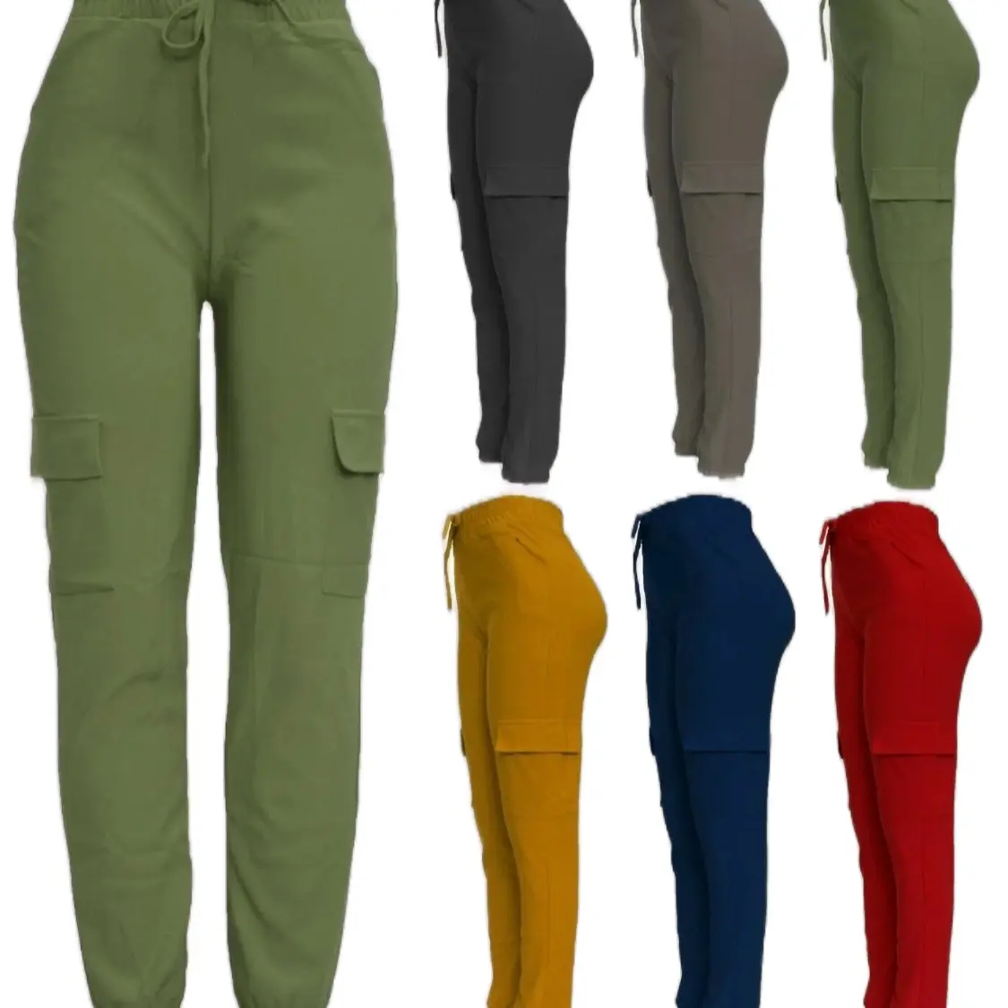 Ladies Womens Combat Trousers Stretch Cargo Elasticated Joggers Leggings NEW Comfort Fit Womenswear Bottom Chic Comfortable Underwear Pockets Lady Pants Basic Minimalist