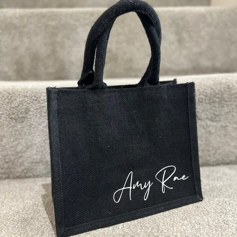 Personalised  Mini Tote Bag, hen do bags, personalised gift, Bridesmaid gifts, jute tote bag, reusable shopping bag, Xmas gift 2