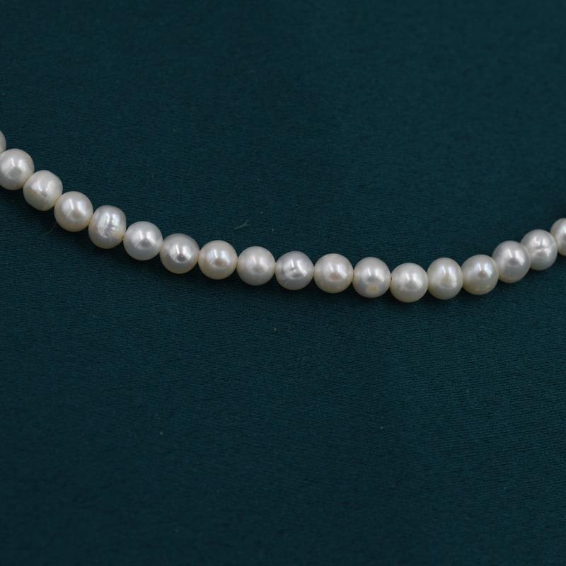 Genuine Freshwater Pearl Necklace in Sterling Silver, Slightly Irregular Shape 4mm Round Fresh Water Pearl Necklace, Men or Women, Unisex 5