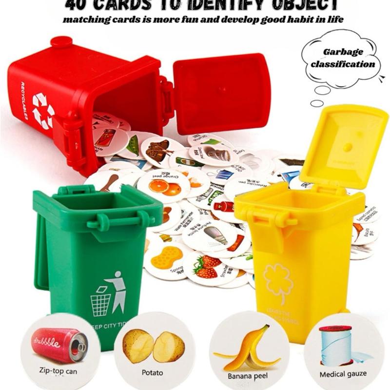 Friction Powered Waste Management Recycling Garbage Truck Toy with Trash Cans, Light & Sound - Educational Birthday Gift for Kids and Toddlers 4