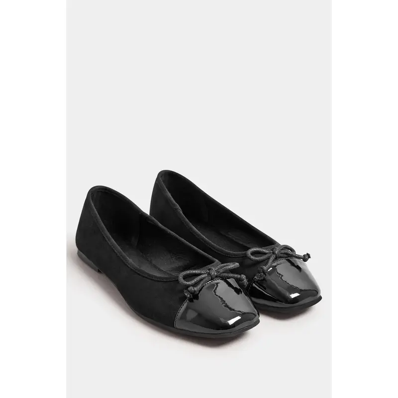 Black Chisel Toe Ballerina Pumps In Extra Wide EEE Fit 1