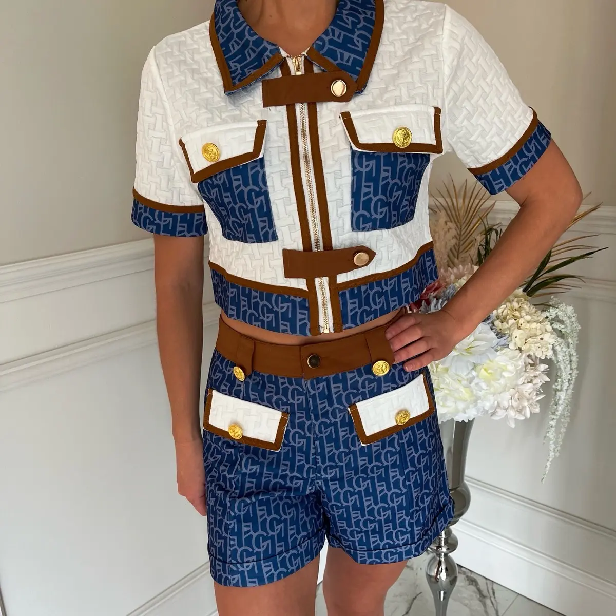 Tan & white co-ord