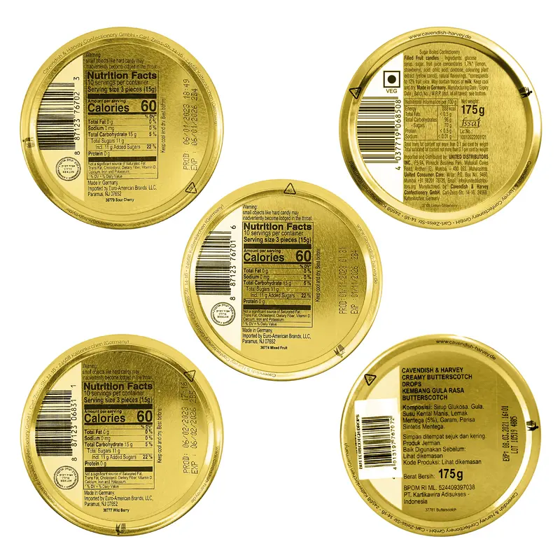 Cavendish & Harvey Premium Hard Candy Variety Pack | 5 Pack | 175g-200g Tins Sweet Snack hard  candy 6