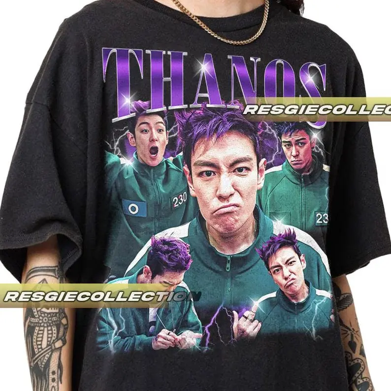 Limited Thanos, Choi Seung-hyun Tshirt Vintage Unisex Shirt - Kpop Fan Apparel, Retro Graphic Tee, Music Lover Gift, Casual Top, Trendy Cotton Menswear Grey Polyester Streetwear Round Neck Crewneck Tropical