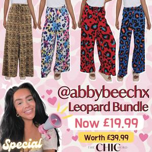ChicHero * Abby Beech Leopard Print Bundle * Multi Print Elastic Waist Pleated Comfort Trousers [UK size 8-30*] Womenswear Adjustable Basic Bottom Casual Drawstring Floral Street Style Fit