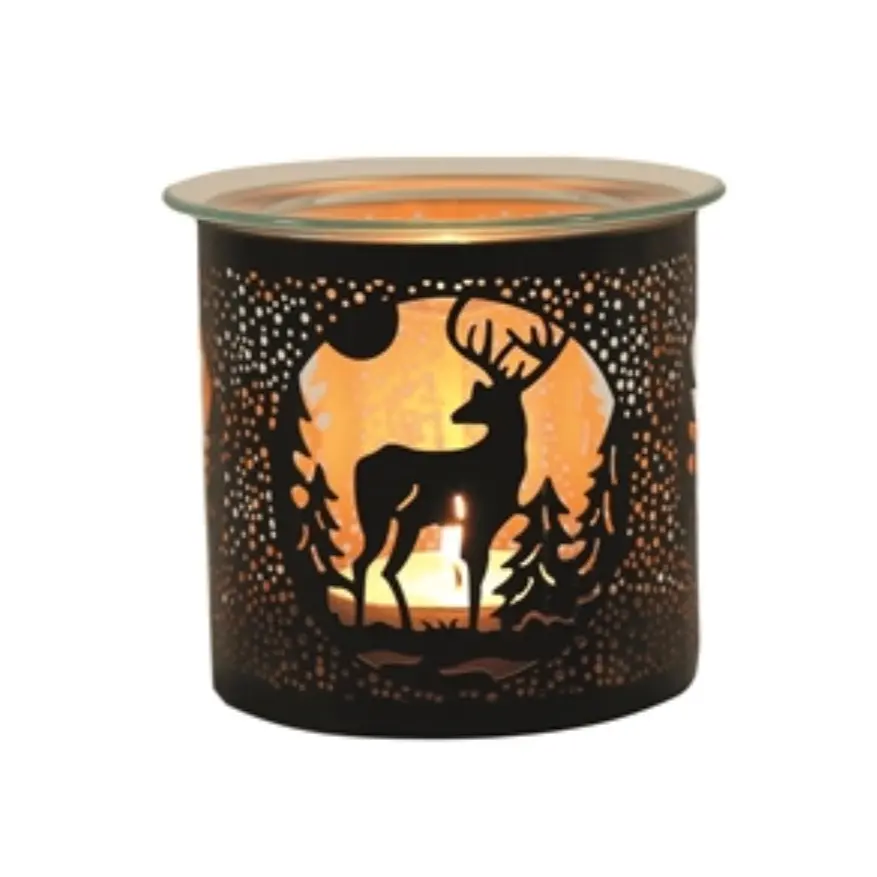 Black or white Wax/Oil Burner / Candle Holder - Stag Box Decor Metal Light Ornaments
