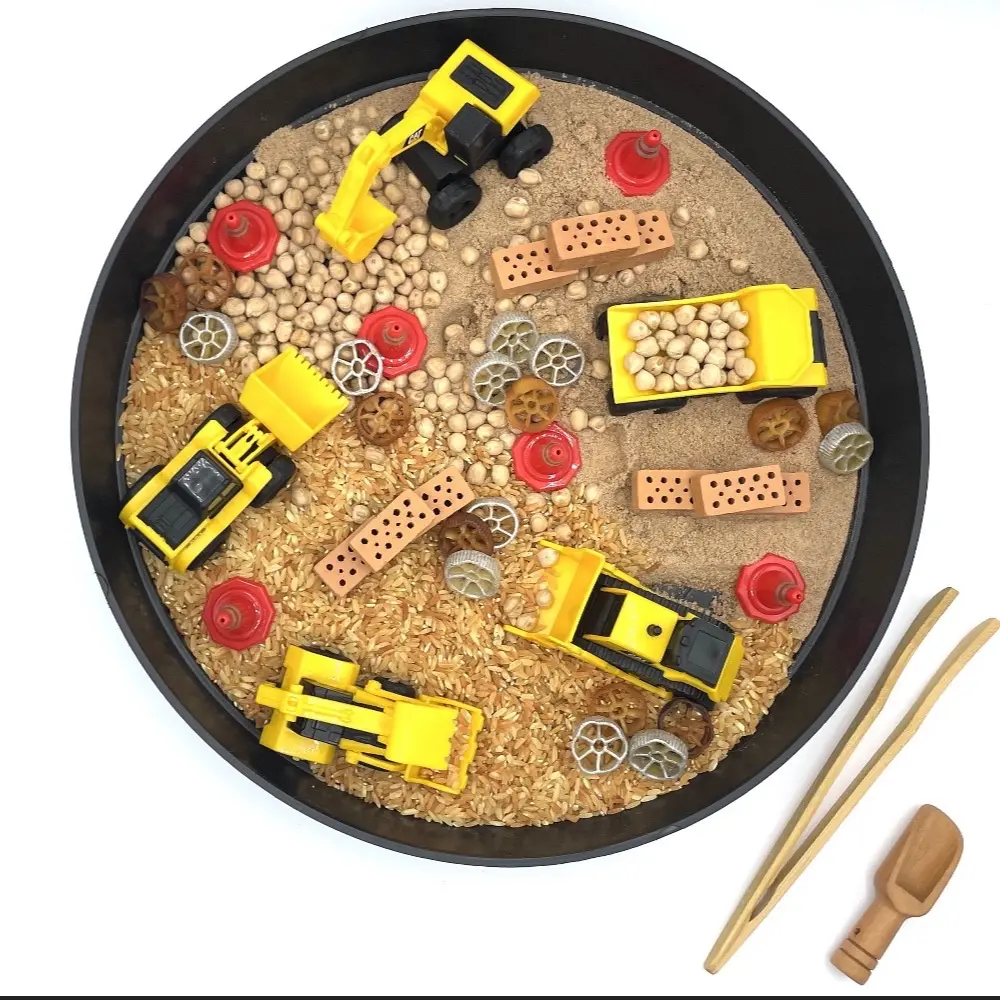 Construction Sensory Play Tray Kit Messy Play Building Site Tray Digger Toy tuff tray Sensory Base gift for kids toddler present