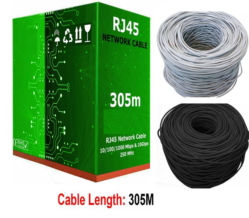 305M RJ45 Outdoor Ethernet Network Patch Cable Roll Reel CAT5e CAT6 Bulk FTP UTP UTP ADSL Internet Lead Outdoor Modem 0