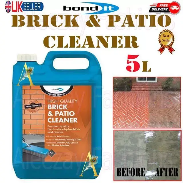 Bond it Brick & Patio Acid Cleaner Mortar Oil Grease Acidic Cleaning Tiles - 5L Household Brush