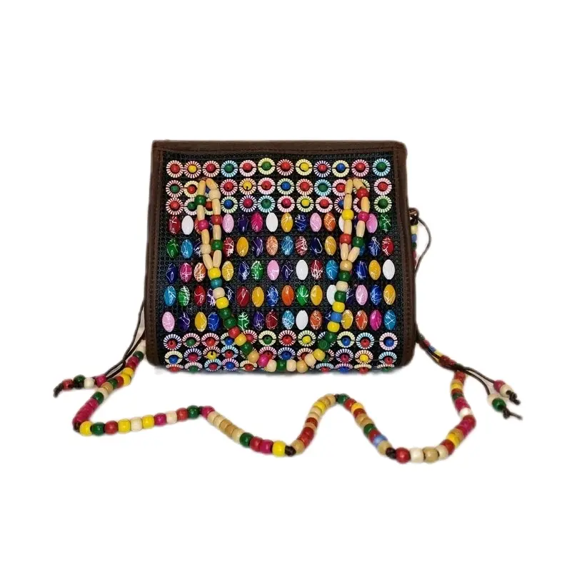 Rainbow Multicolour Bead Rope Embellished Evening Crossbody Clutch Bag odourless elegant fashion bags