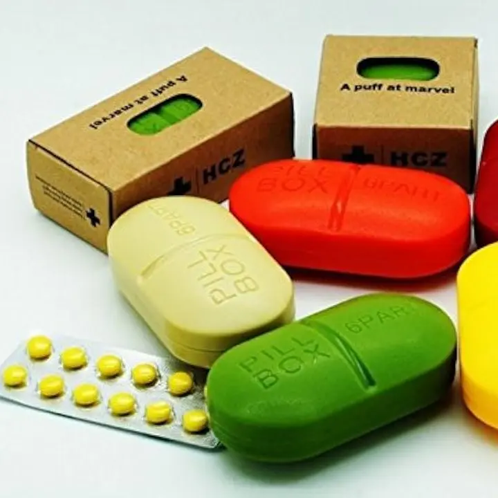 Portable Small Pill Box,6 Compartment Daily Pill Box, Travel Pill Box