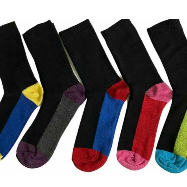 BOYS 10 PAIR FUNKY HEEL TOE DESIGN SOCKS IDEA SCHOOL WEAR COTTON RICH SIZES 1