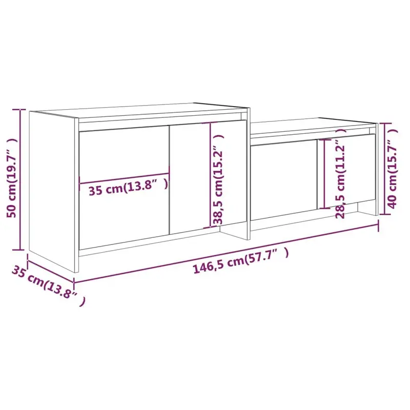 TV Cabinet High Gloss White 146.5x35x50 cm Engineered Wood 7