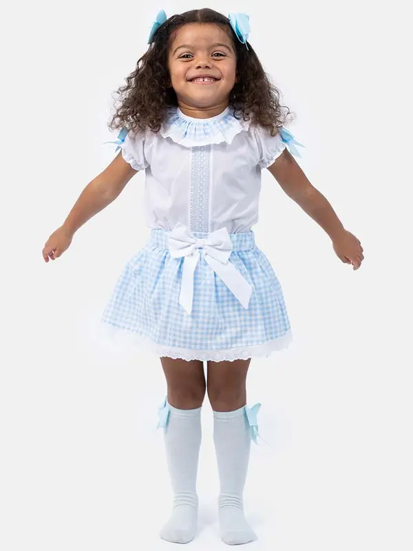 Baby Girl Leti Collection Spanish Checked Romper Set 4