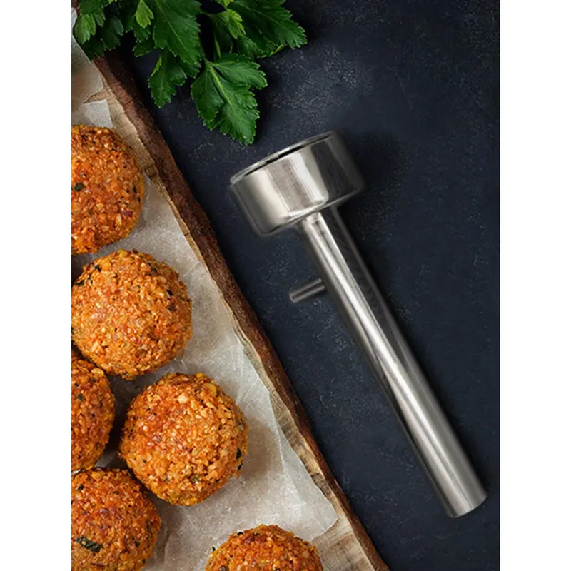 1pc Falafel And Meatball Maker Scoop, Food Safe And Non-Sticky Stainless Steel Meatball And Falafel Baller Tool, Stainless Steel Professional Falafel Maker Scoop,Baller Scoop Mold Kitchen Utensils Silver 1