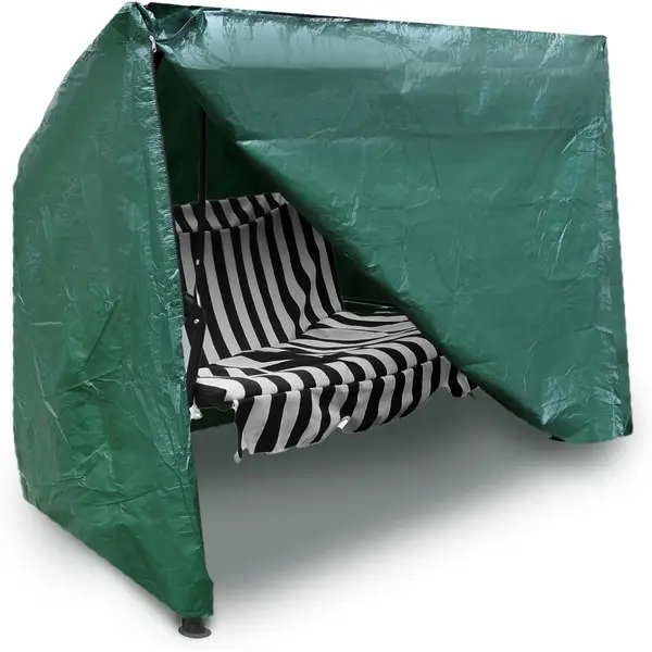 3 Seater Garden Swing Covers Waterproof Heavy Duty Outdoor Swinging Chair Cover Windproof Anti-UV Patio Garden Hammock Cover With Zips Drawstring