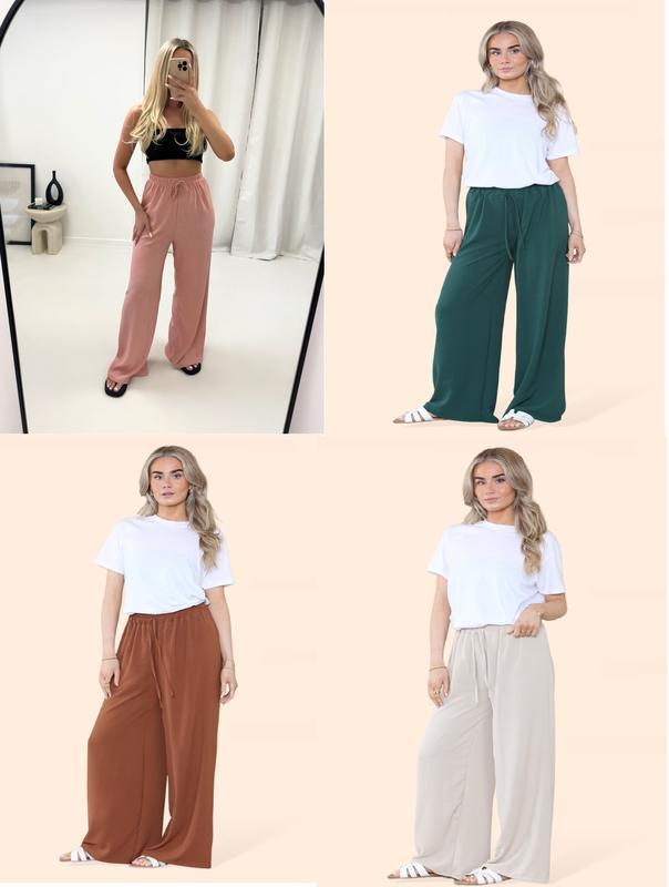 This That Fashion Women's Ladies Wide Leg Drawstring Palazzo Bottom Trouser Pant Womenswear 0