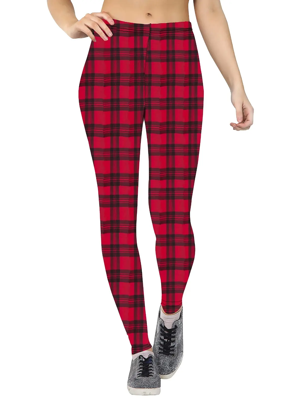 Love My fashions Women's Red Tartan Check Leggings