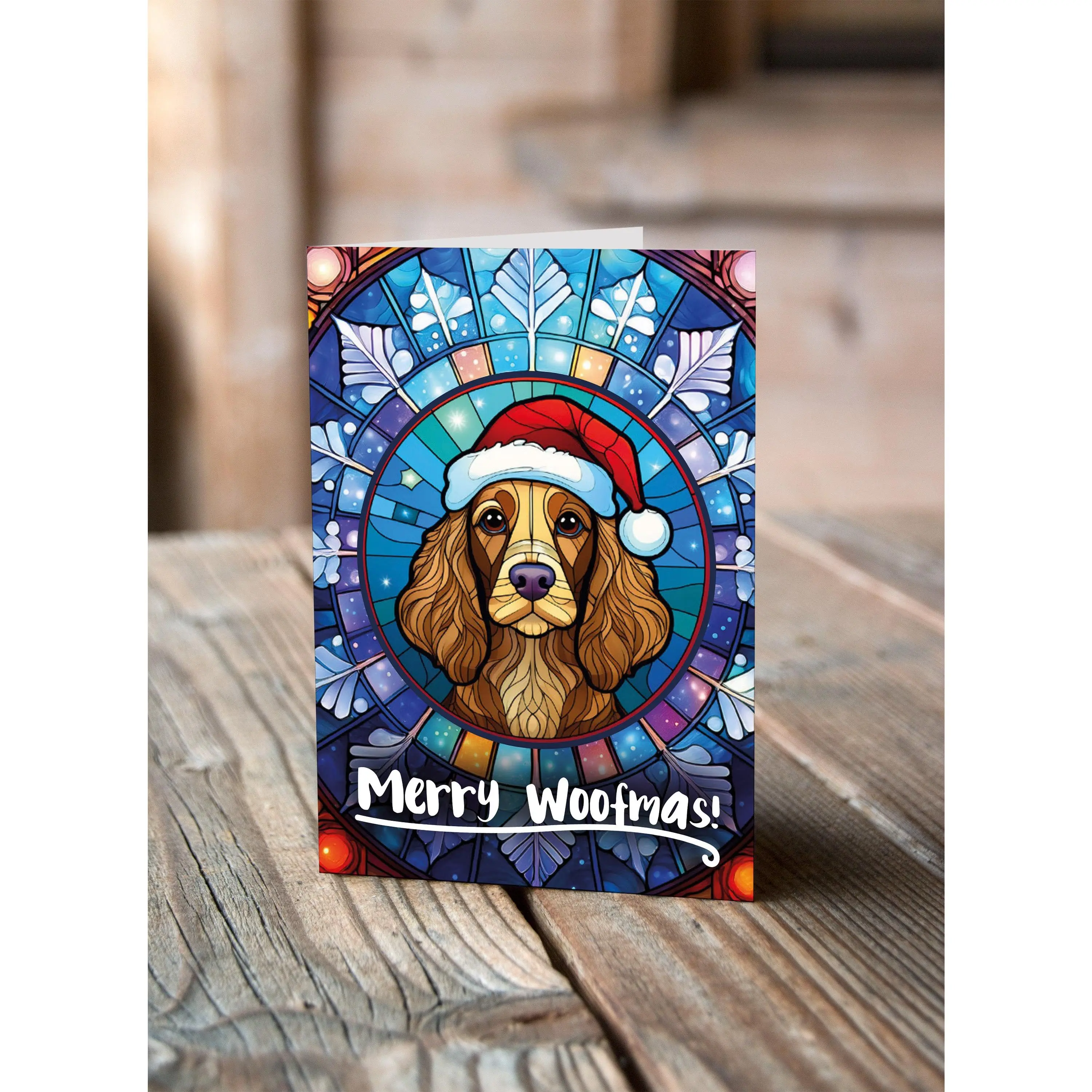 Cocker Spaniel (Working) Chocolate in a Santa Hat Christmas Card