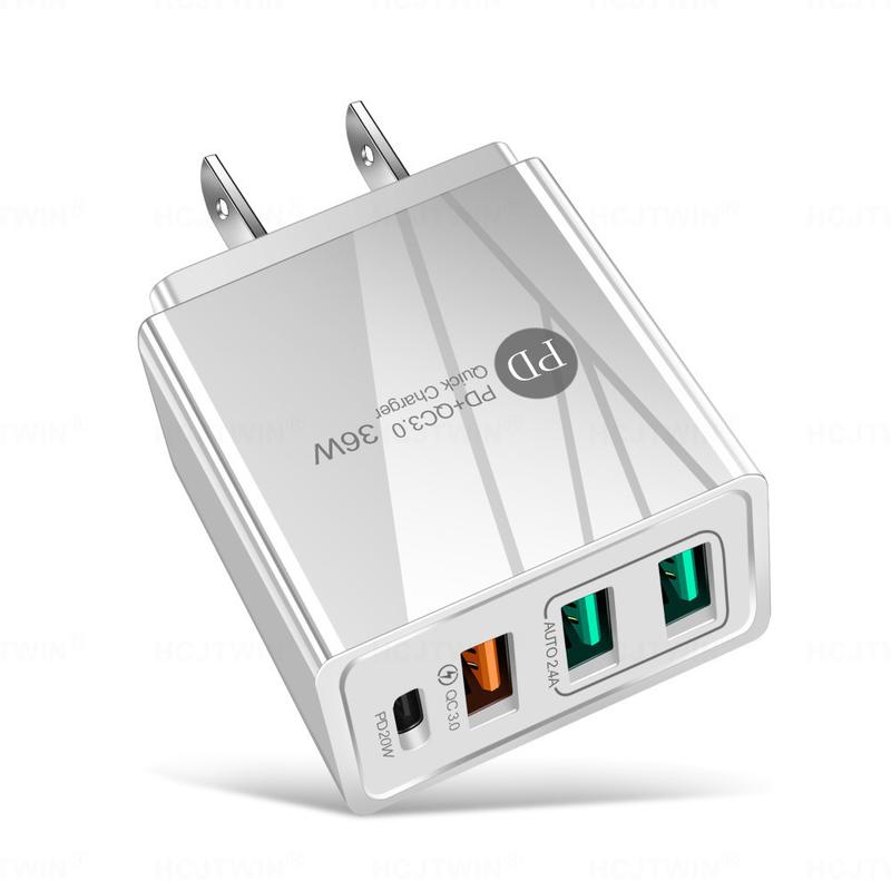 Product Introduction of 36W PD20W+QC3.0 2.4A dual USB fast charging mobile phone charger 2USB with PD charging head travel charger 18