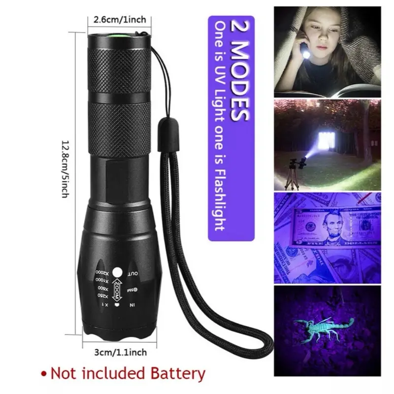 LED UV Torch Ultraviolet Flashlight Blacklight Pet Urine Stain Detector 395nm UK 4