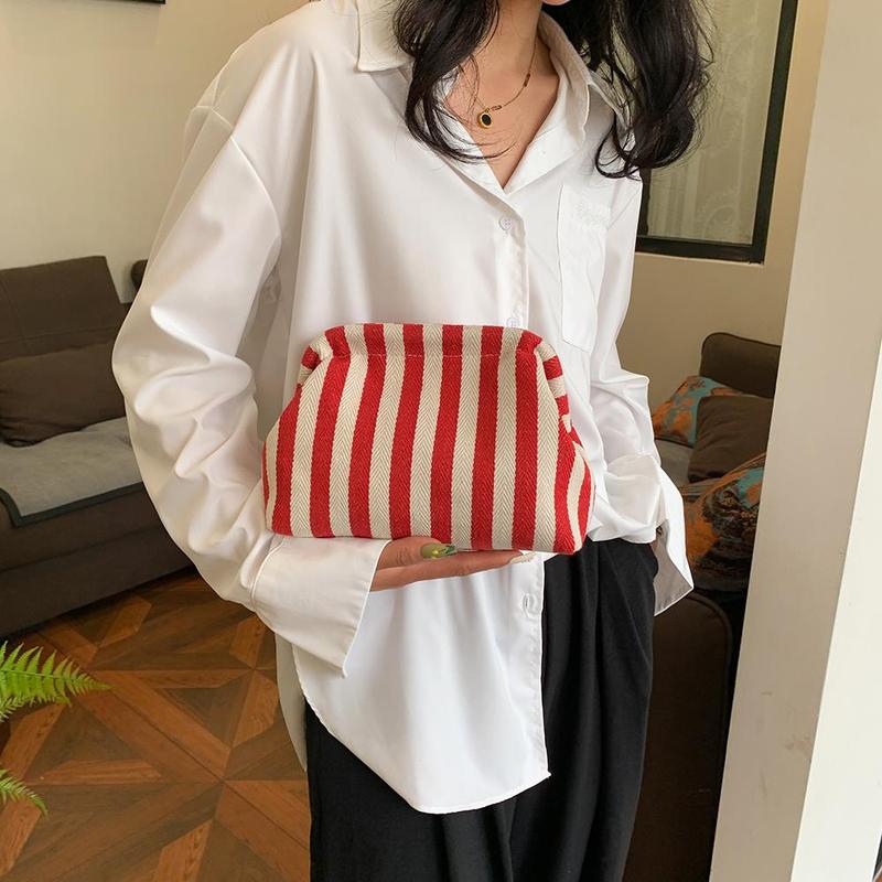 Crochet Canvas Clutch Purse for Women Summer Beach Clutch Bag Ruched Cloud Bag Colorblock Ladies Luxury Evening Handbag Purse 2