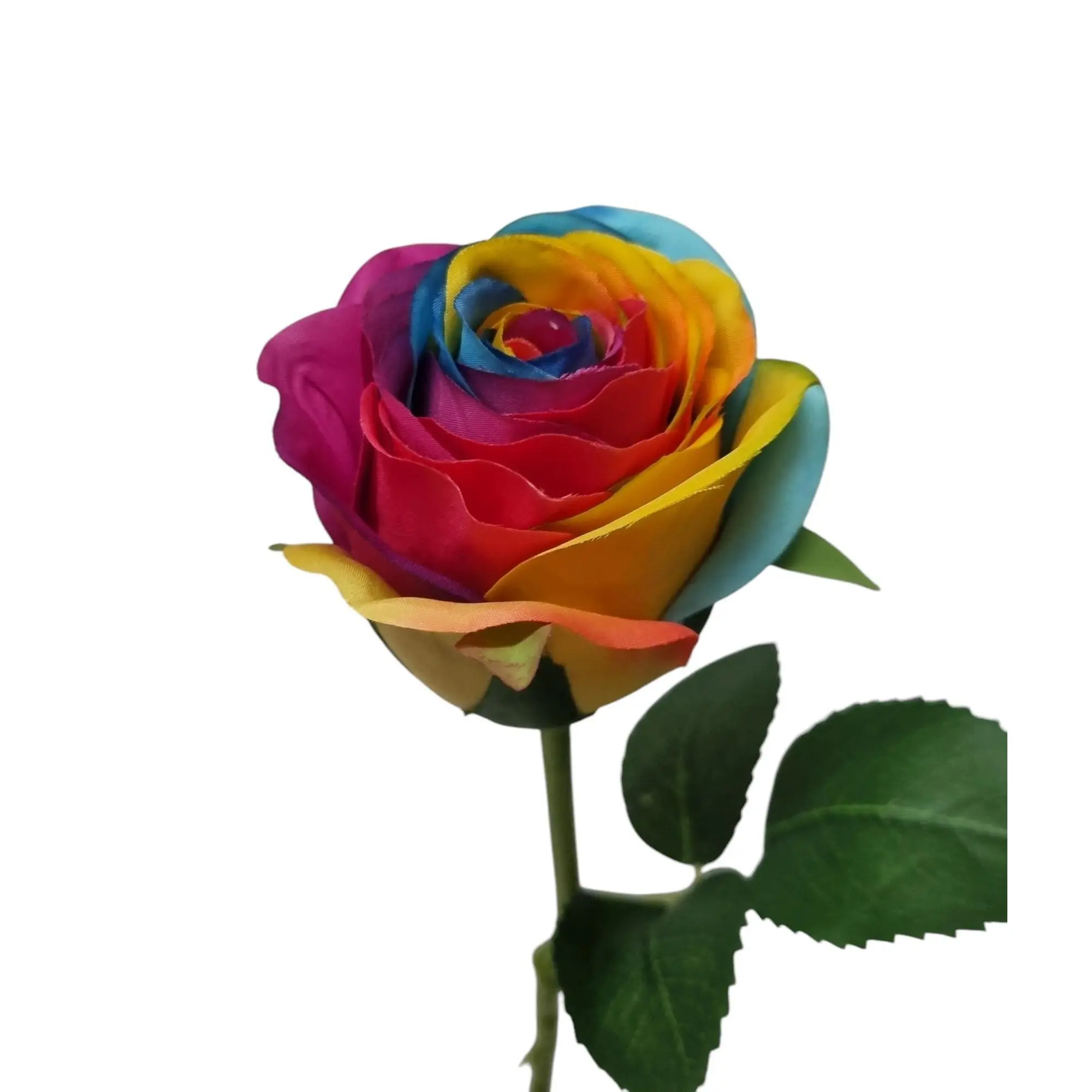 50cm Fresh touch Rainbow Rosebud. Display bouquet craft home decor vase filler faux fake flowers