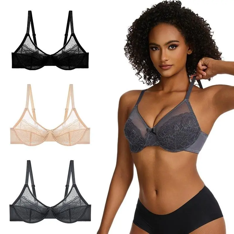 【Curlady】Enchante Floral Lace Plus Size Underwire Unlined Unpadded Full Coverage Bra, It is recommended to choose a larger size 8