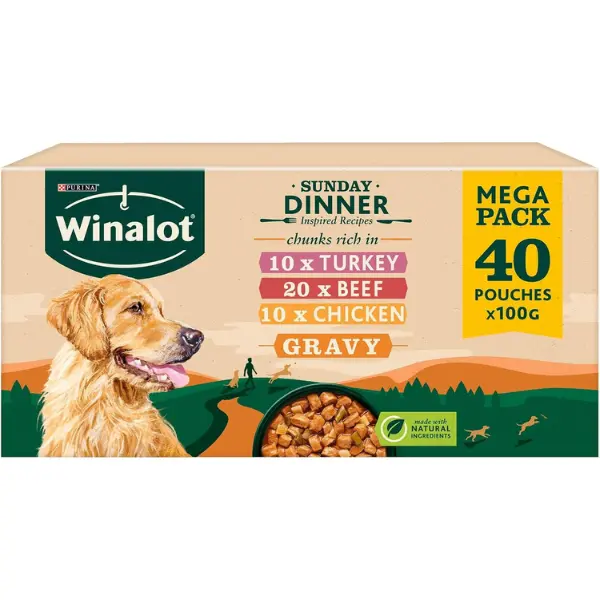 WINALOT Sunday Dinner Mixed in Gravy Wet Dog Food 40x100g