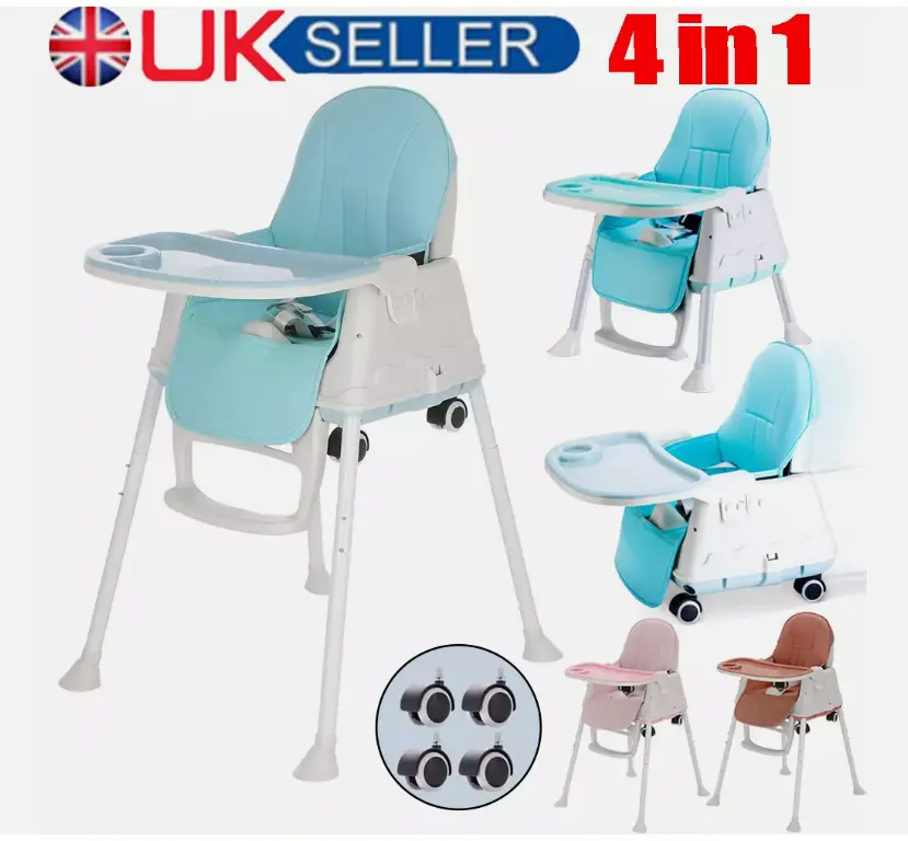 Adjustable 4-In-1 Baby Highchair Infant High Feeding Seat Toddler Table Chair UK