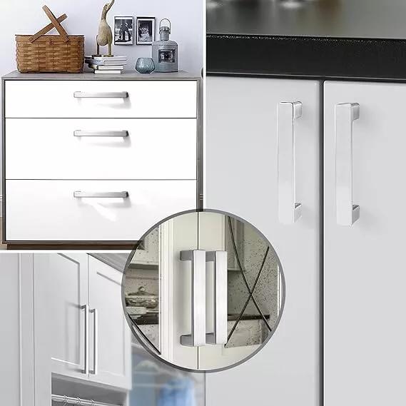 CZC HOME 15 Pack Cabinet Handles, Stainless Steel Drawer Square Drawer Pulls, 76mm Hole Center Cupboard Handles with 2 Sizes Screws for Kitchen Dresser Door Brushed Nickel 5