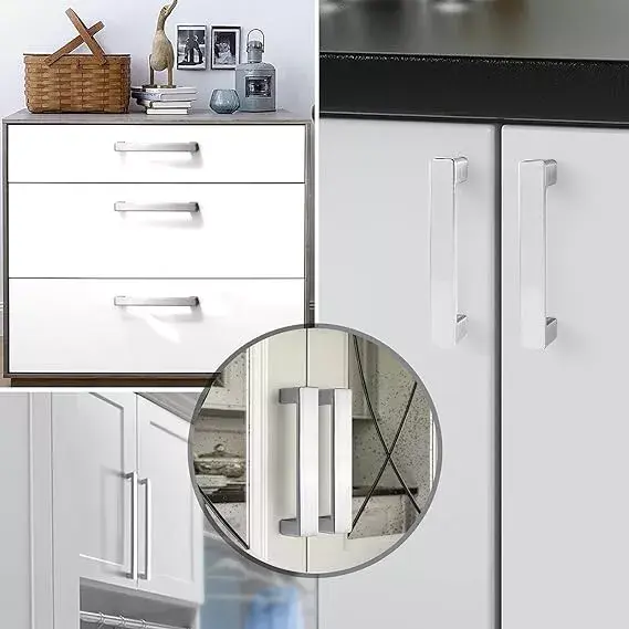 CZC HOME 15 Pack Cabinet Handles, Stainless Steel Drawer Square Drawer Pulls, 76mm Hole Center Cupboard Handles with 2 Sizes Screws for Kitchen Dresser Door Brushed Nickel 5