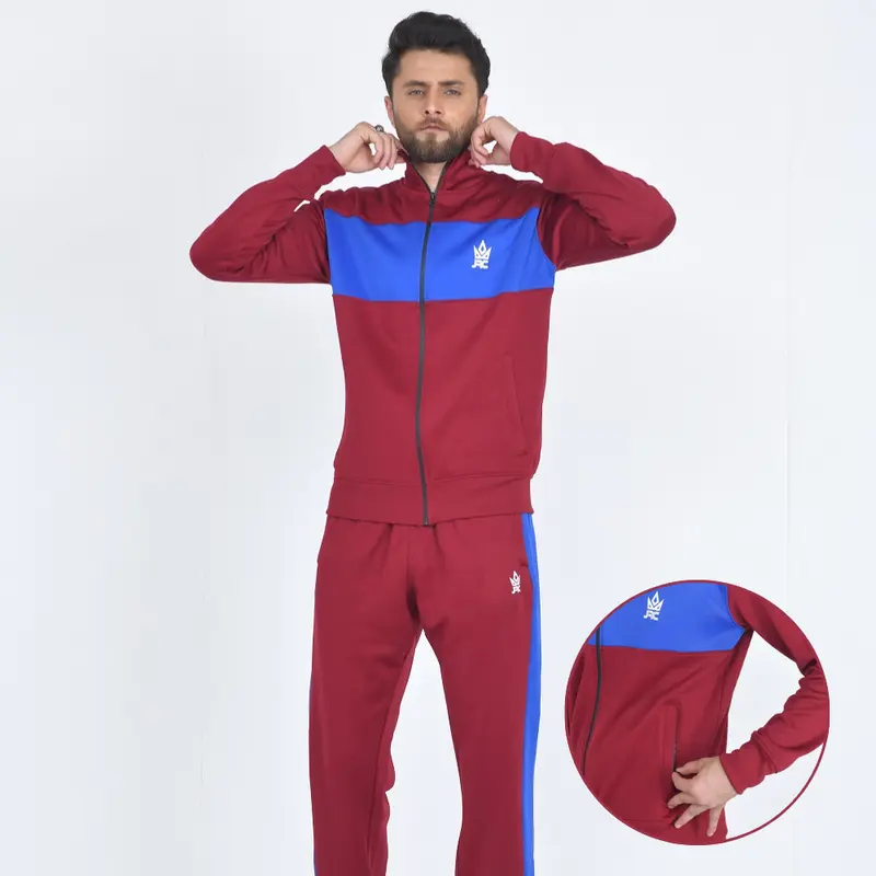 JRC MENS MOCKNECK FULL TRACKSUIT SET TWO TONE CONTRAST TOP BOTTOMS JOGGERS TRACKIES S-XL 3