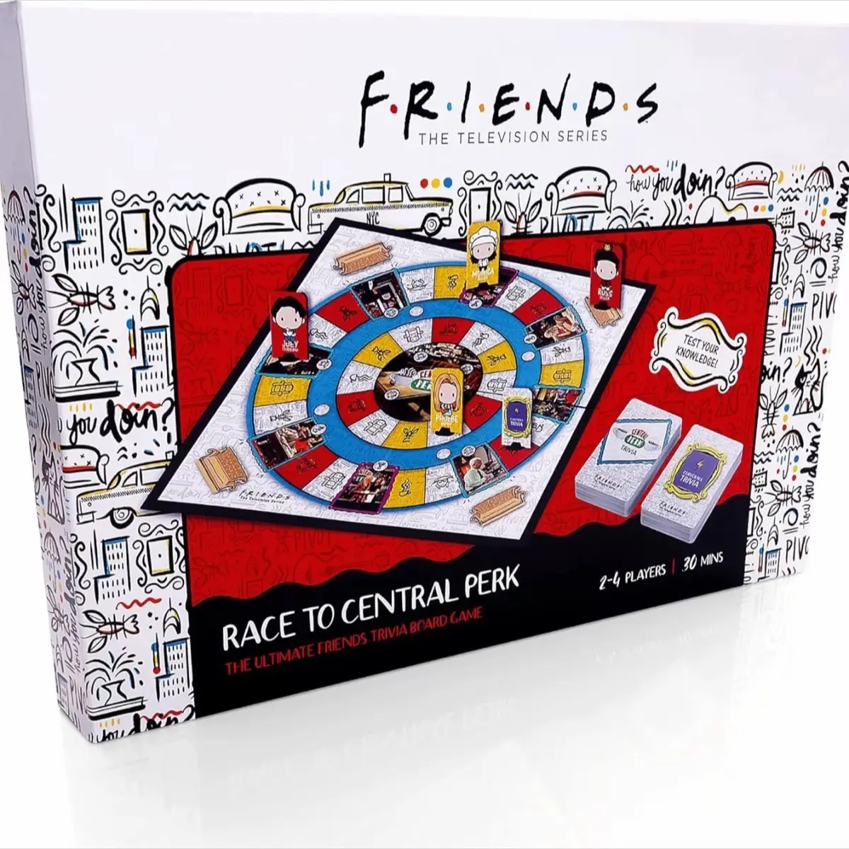 FRIENDS Race To Central Perk, Trivia Card & Board Game, Great Gift For The Series Fans! Family Friendly For 2-4 Players