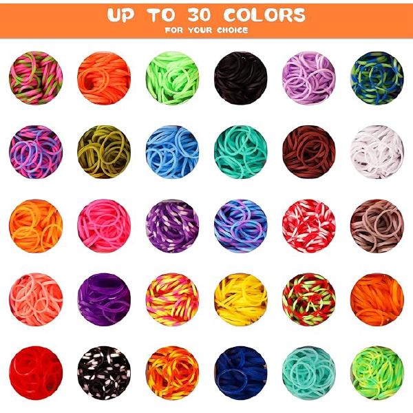 2500+ Rubber Bands,Loom Bands Kit, DIY Rubber Bands Set for Bracelet,22 pendant, 80 + Beads, 3 Crochet Hooks,  100 transparent S buckles, Gift for Boys Girls 1