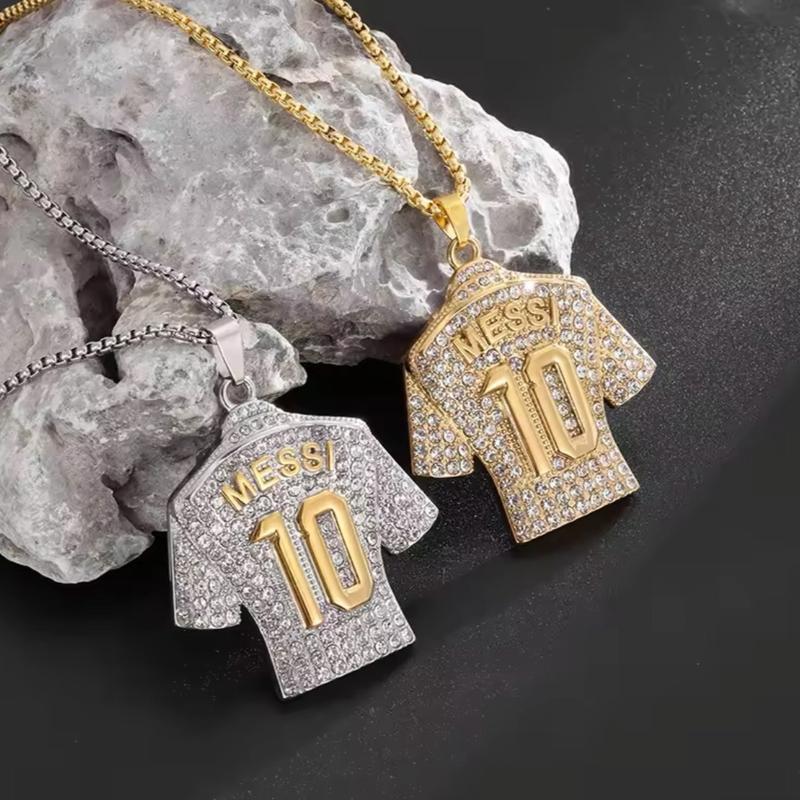 Messi No.10 Sports Jersey Bling Pendant Necklace - for Soccer Fans Gift Boxed 1