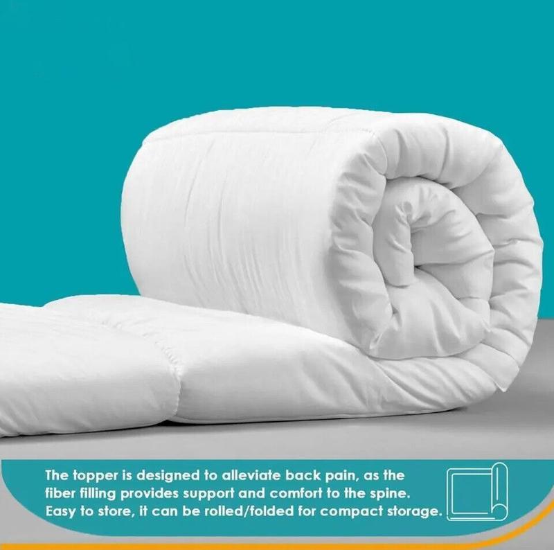 Mattress Topper 4" Inch Deep Luxury Soft Hotel Quality Microfiber All Sizes 10cm Mattress Topper Double Bed 4 Inch Thick - Quilted Topper Made with Fluffy Hypoallergenic with Strong Corner Straps for Luxury & Comfort Breathable Washable 6