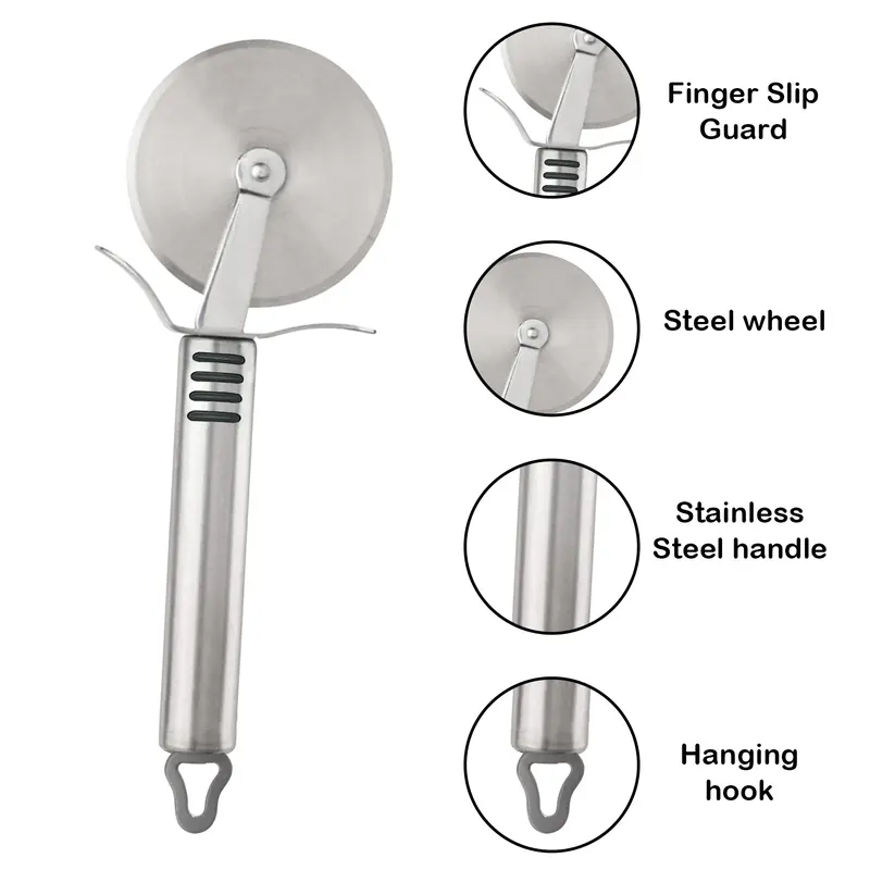 AEX Stainless Steel Pizza Cutter Heavy Duty Kitchen Utensil Pasta Slicer Blade Thick Cheese Knives 8
