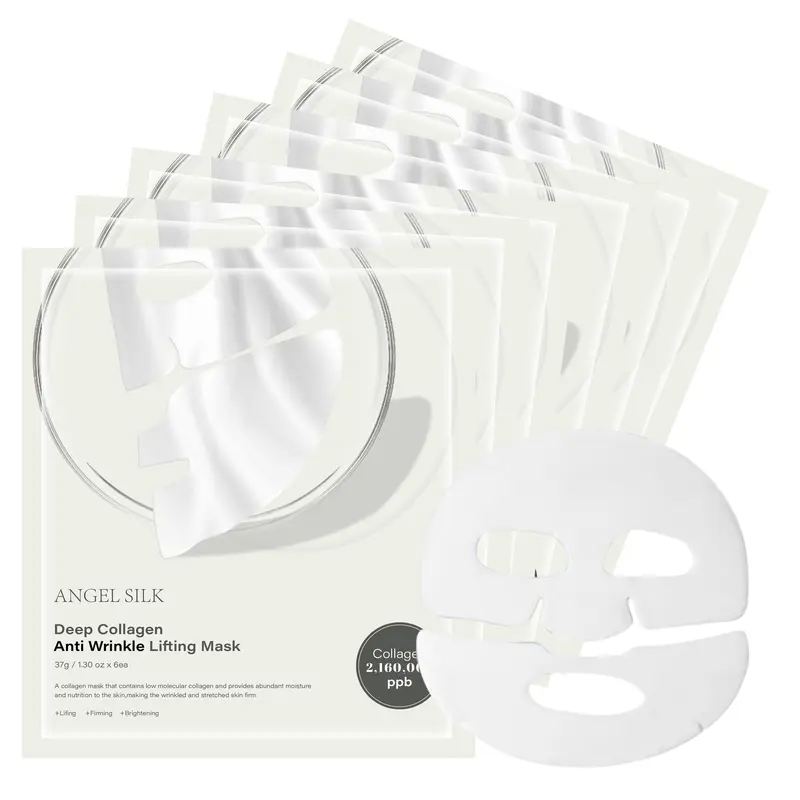 【Angel Silk】6pcs Deep Collagen Overnight Mask Facial Hydroge Masks with low molecular weight collagen for elasticity, firming, and moisturizing 0