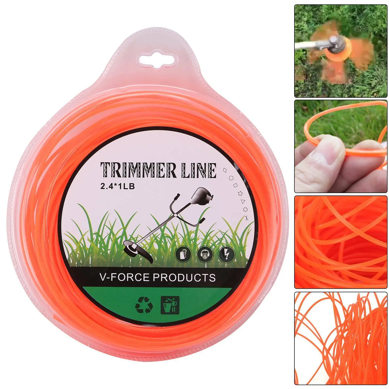 GoDyna  Lawn Trimmer Line 2.4mm X 90m Commercial Trimmer Line Orange Nylon Trimmer Line Brushcutter Cord Wire Round Rope for Outdoor Park Garden Field Lawn Weeds Lawns and Pastures