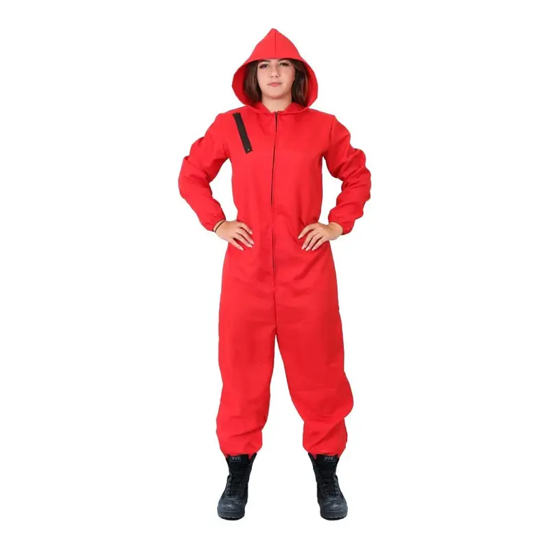 Money Bank Heist Costume Red Jumpsuit for Men and Women - Halloween Cosplay Clothing with Cuffed Sleeves and Zipper Detail - Red Menswear 5