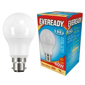 Eveready LED GLS B22 Lightbulb 8.8W (60W) Warm White - Energy Saving Bulb