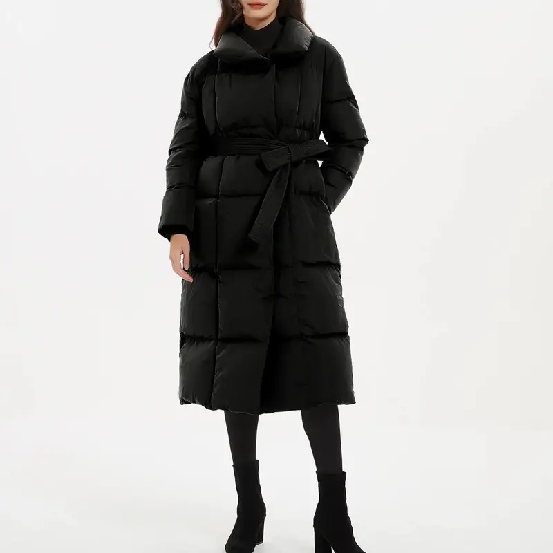 “Elevate your winter wardrobe with the Ayla Padded High Neck Belted Longline Coat! 5