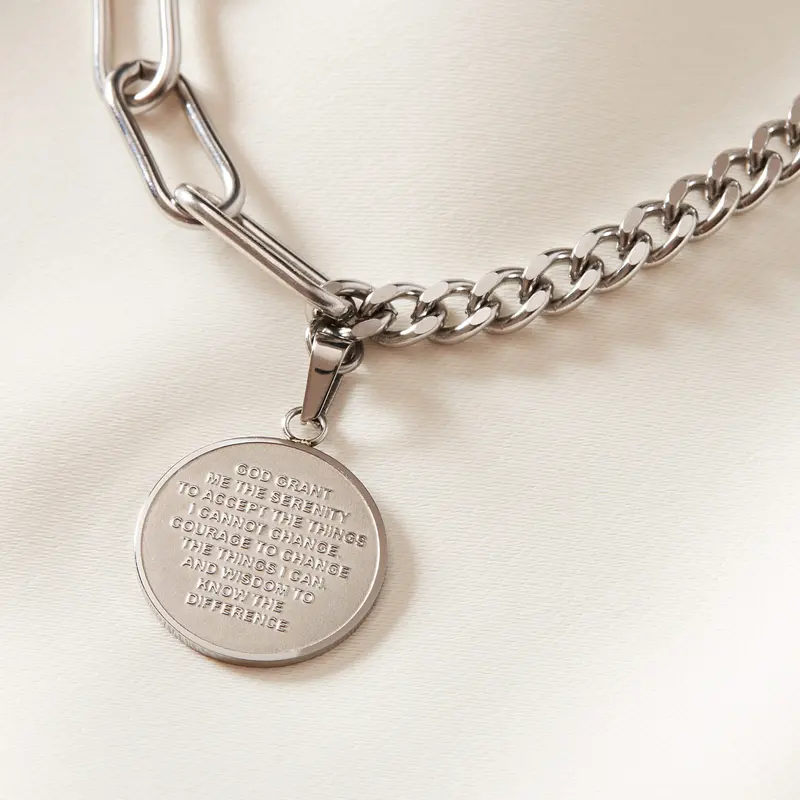 Serenity Prayer Dual Chain Bracelet Silver 1
