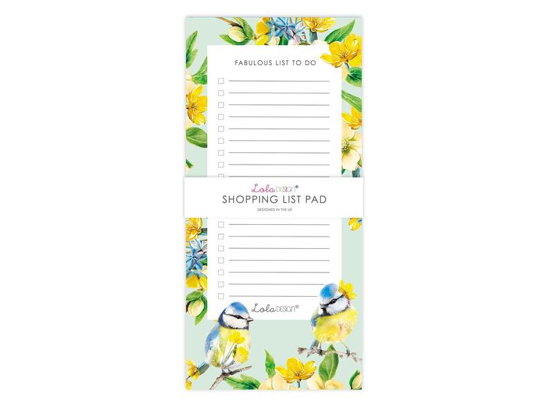 Magnetic To Do List Pad featuring Botanical Blue Tit by Lola Design 1