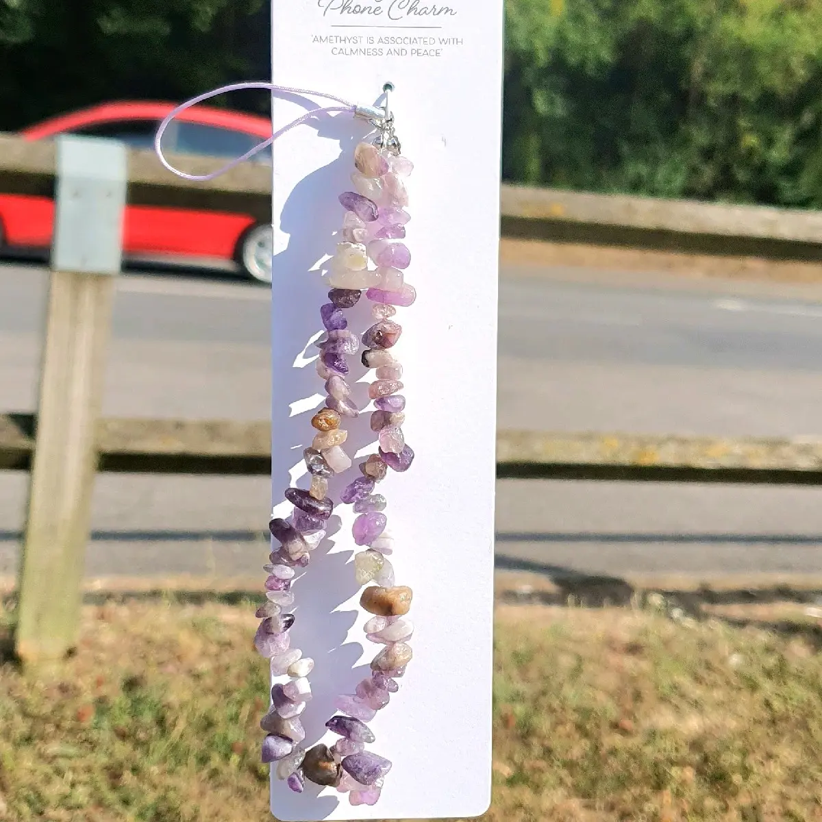 Purple Amethyst Stone Phone Charm for Home Decor and Phone Accessories - Smartphone, Cellphone Aesthetic