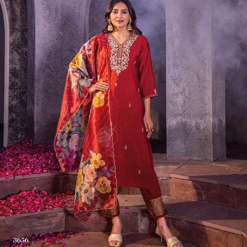 LUXURY VISCOSE MODAL SILK DESIGNER SUIT WITH PURE HANDWORK. SIZE 38 TO 44 3