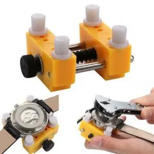 Yellow Holder Adjustable Watchmaker Repair Tool Watch Back Case Cover Opener UK 1