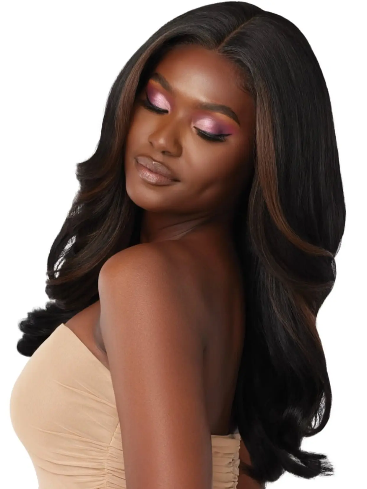 Outre AVANI Synthetic Glueless HD Transparent Lace Front Wig - 22 inches, curly, wavy, layered, coloured, heat resistant