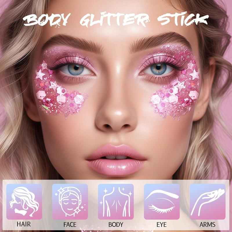 Mermaid Sequins Liquid Holographic Glitter Gel for Face Hair Nails - 50ML Pink 3